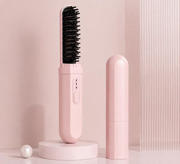 USB Rechargeable Mini Cordless Hair Straightening Brush